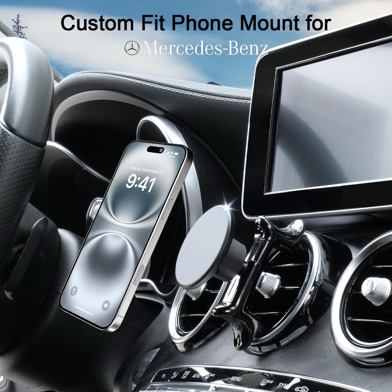 MagSafe Car Mount for Mercedes-Benz, Round Air Intake Holder with Powerful Magnet, Compatible with A/B/C/E, GLA/GLB/GLC and Sprinter, Mercedes-Benz Accessory