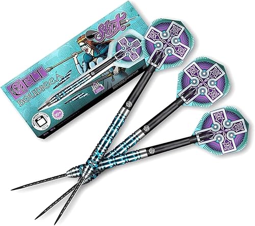 Shot! Punta de acero para dardos, celt boudicca (0.81 oz/0.85 oz/0.88 oz/0.92 oz), barril de tungsteno 90%, equilibrado frontal, juego de dardos