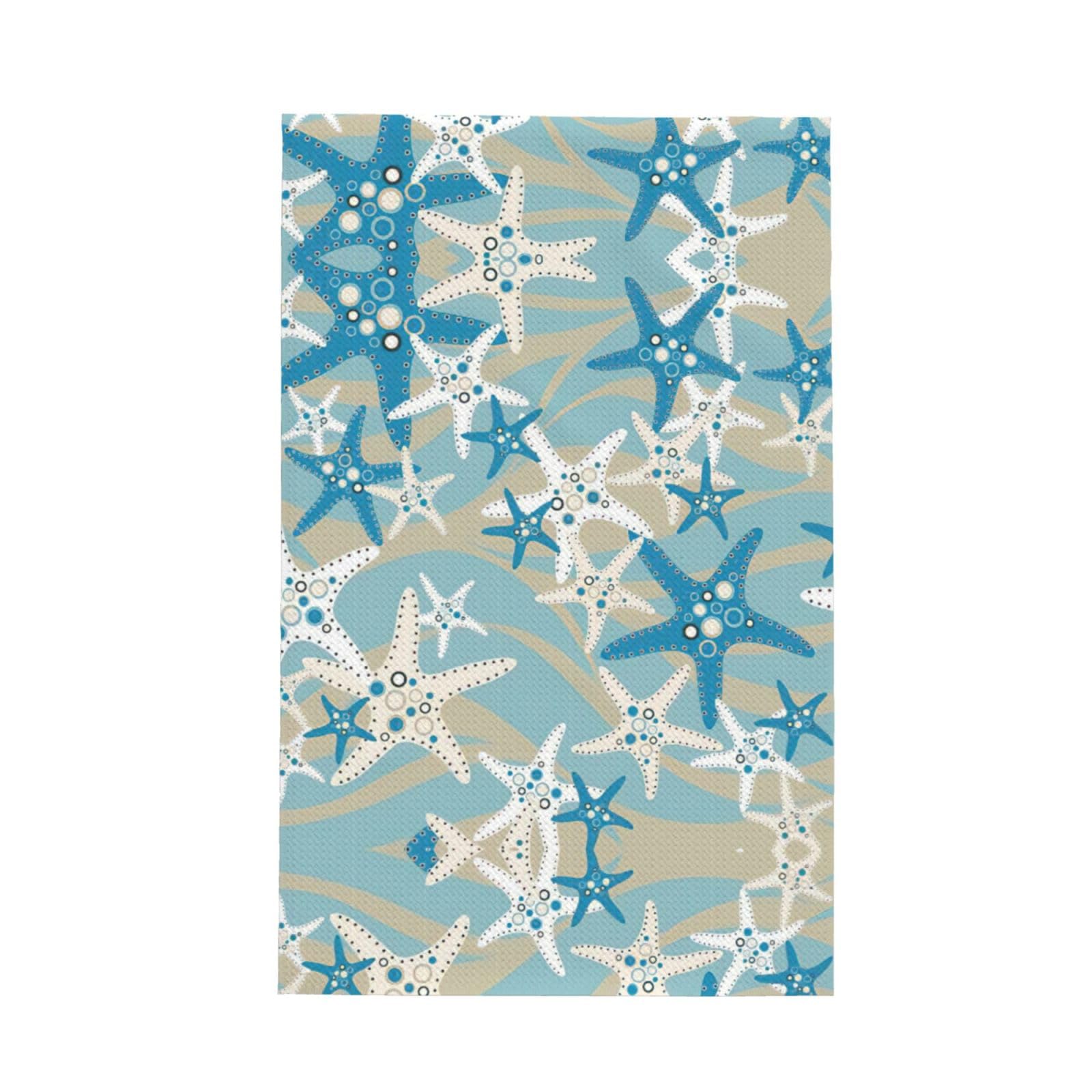 Xxahnbm Black Beautiful Starfish Print Waffle Kitchen Towel,Absorbent Hand Towel