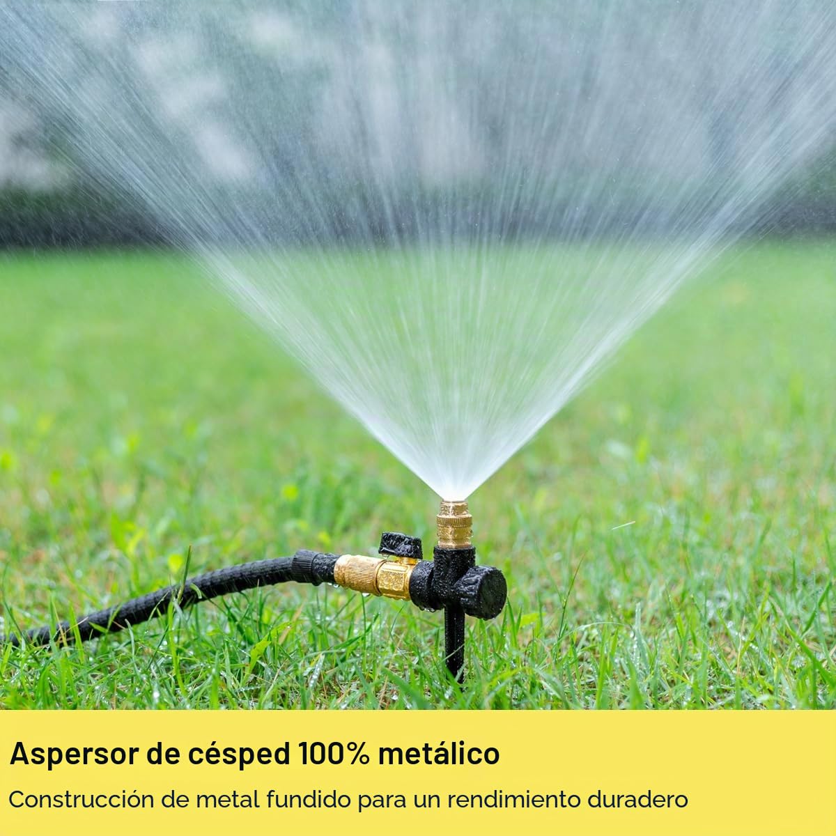 FANHAO Aspersor de Metal para césped, Paquete de 2 aspersores automáticos de Agua de jardín en Base de Pico, Boquilla de rociador de latón Ajustable de 360 Grados, Cobertura de área Grande para