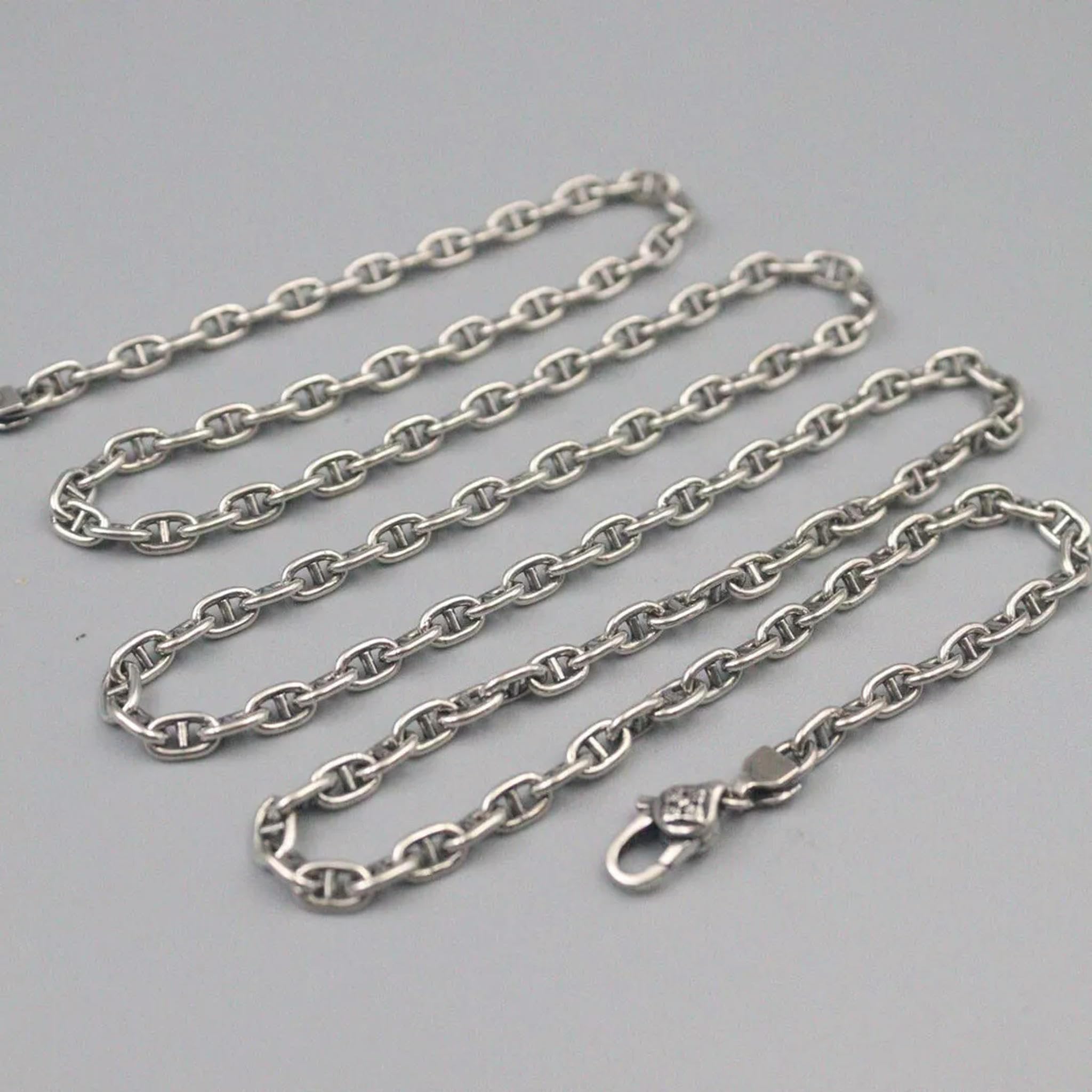 Collana in Vero Argento 925 per Uomo, Catena a Maglie di Ancoraggio da 3,5 mm di Larghezza, Lunghezza 26 Pollici