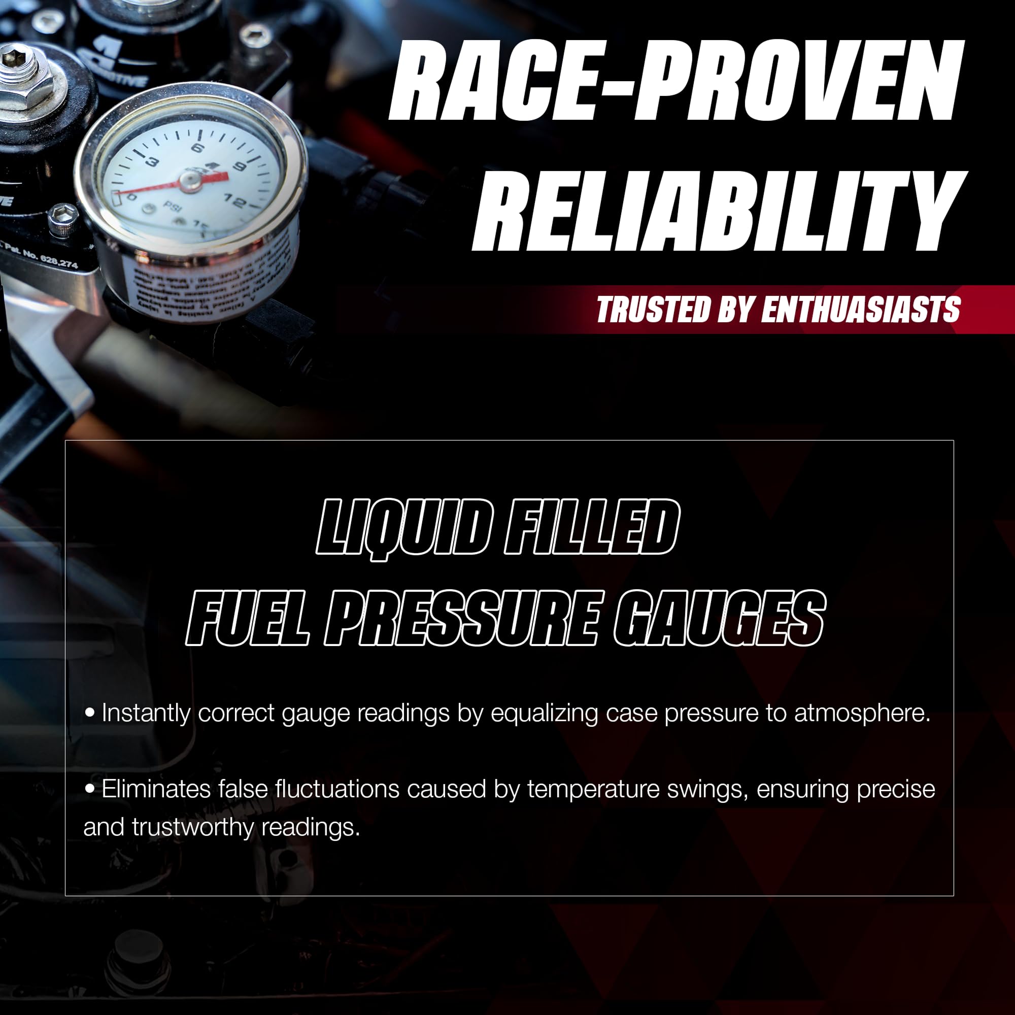 Aeromotive 15633 Fuel Pressure Gauge - 1.5in 0-100psi