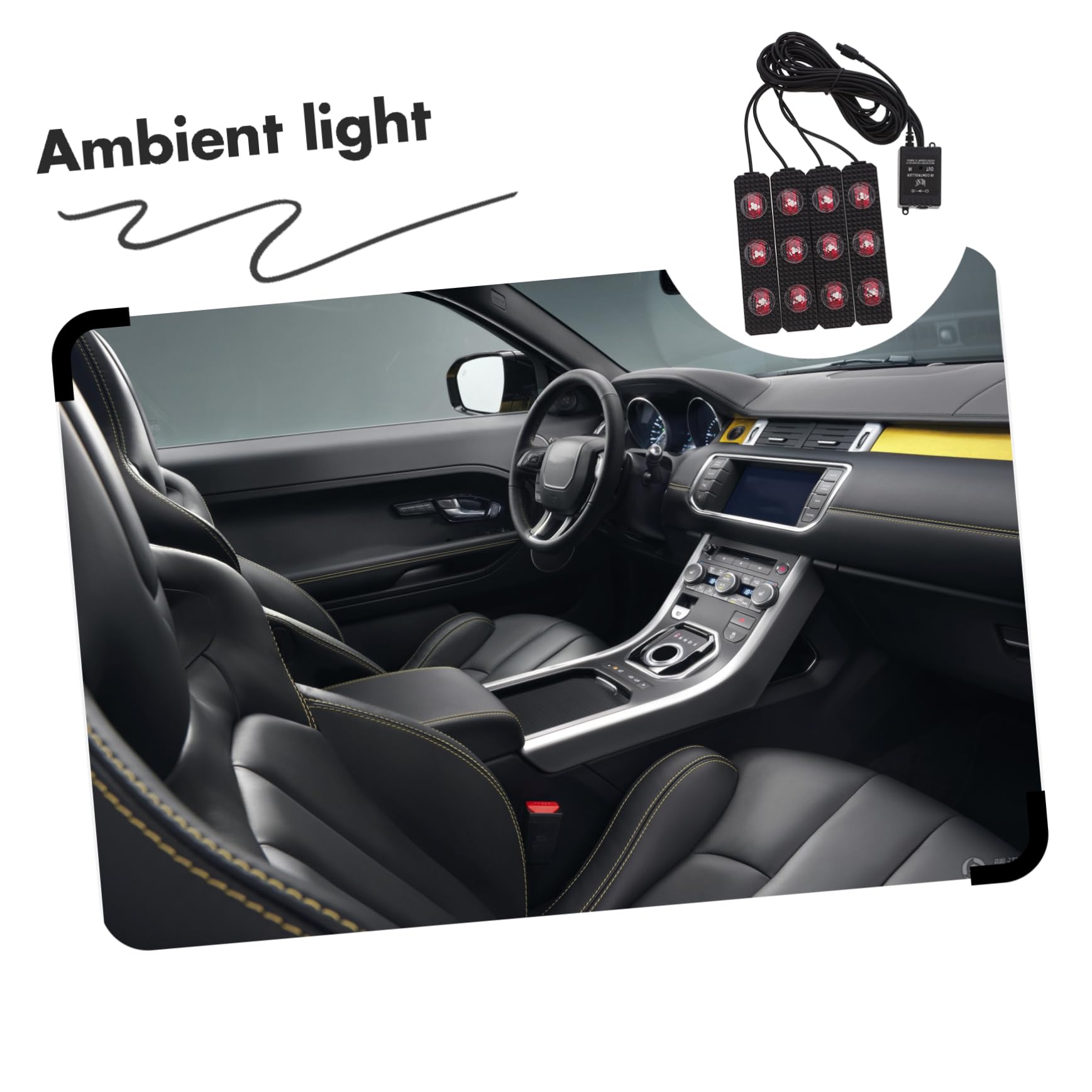 Luces Ambiente Coche Interior USB, 4 Tiras LED Multicolor