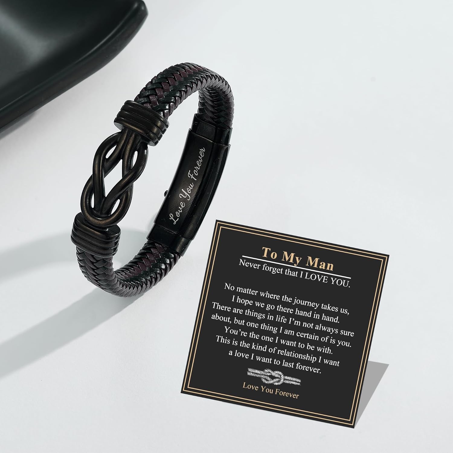 RANKEEF Leather Bracelet Gifts for Men, Brown Braided Leather Bracelet Infinity Knot Adjustable Bracelets Gift for Son Dad Husband Brother Boyfriend, Birthday Christmas Valentines Father's Day Gifts - Image 6