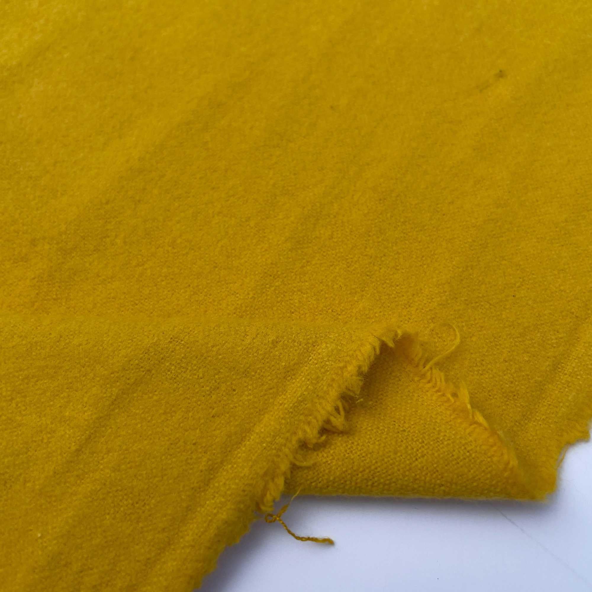Woven Plain 100% Brushed Cotton Winceyette Wynciette Soft Flannel Flannelette Fabric | 40" - 105 cm Wide (Per Half Metre, Mustard)