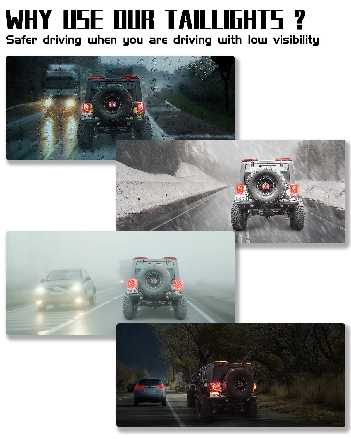 Xprite LED Tail Lights 800 Brighter Rear Lights w/Novel S Shape Design, Clear Lens Taillights