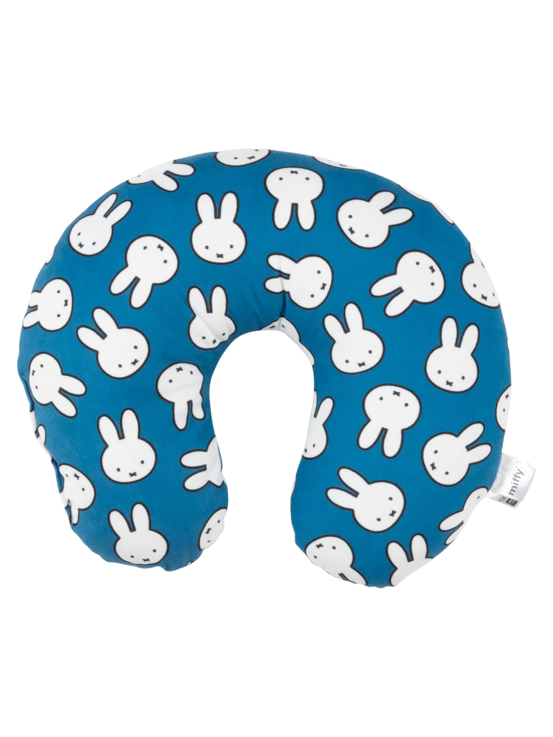 United Labels Blue Miffy Travel Neck Pillow Rabbit Allover Comfortable Travel Pillow Neck Pillow Car Aeroplane