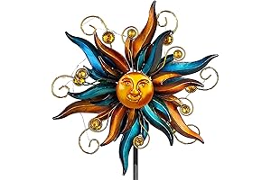 VEWOGARDEN Garden Solar Wind Spinner, Sun Outdoor Metal Kinetic Wind Sculpture for...