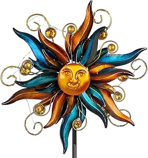 VEWOGARDEN Garden Solar Wind Spinner, Sun Outdoor Metal Wind Sculpture Yard Art Decor for Patio, Lawn & Garden