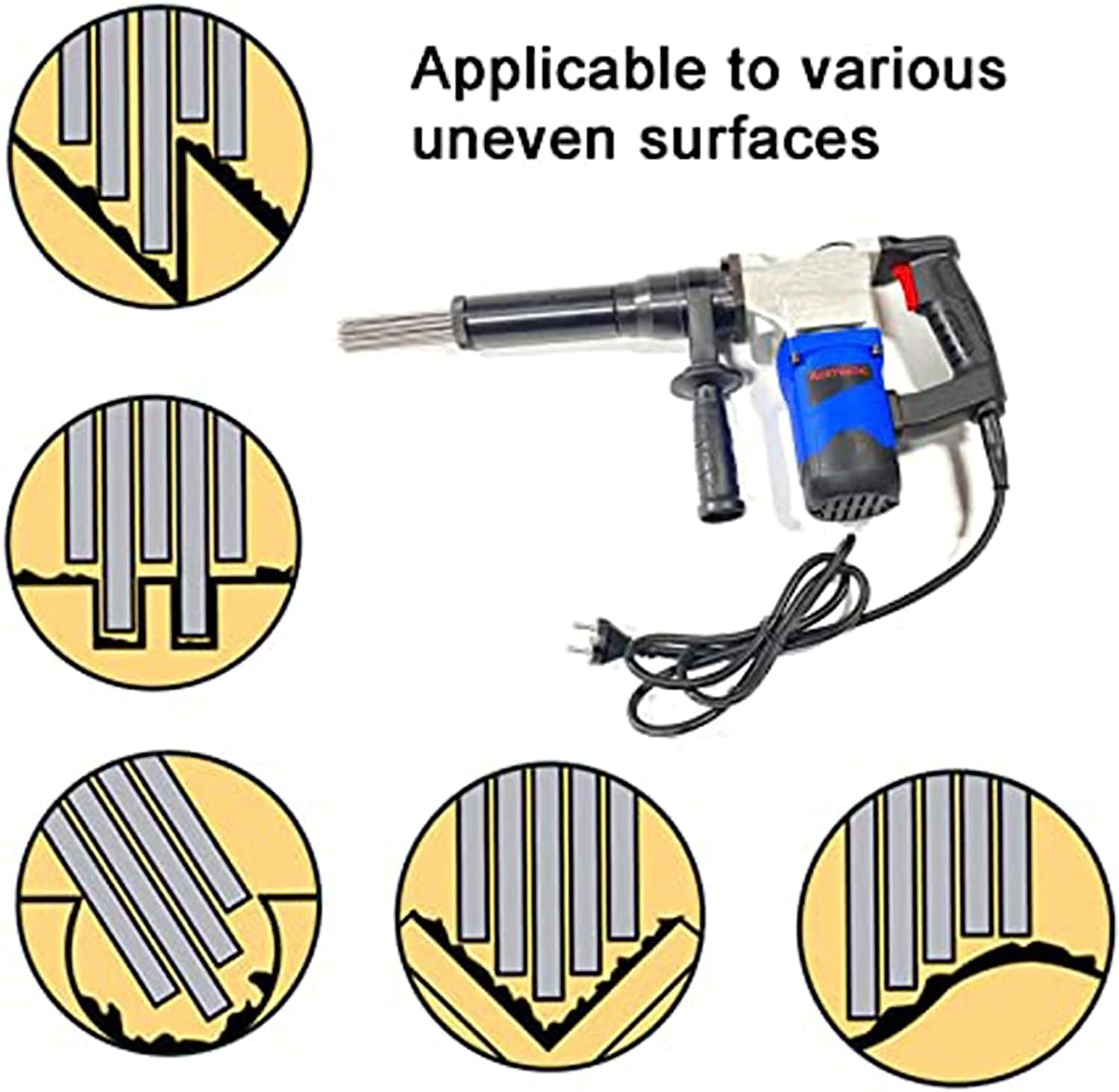 Scaler elettrico ad ago, 1100 W, strumento portatile di grado industriale per sverniciare e pulire scorie, scalpelli a getto ad alta potenza per una preparazione efficiente della superficie