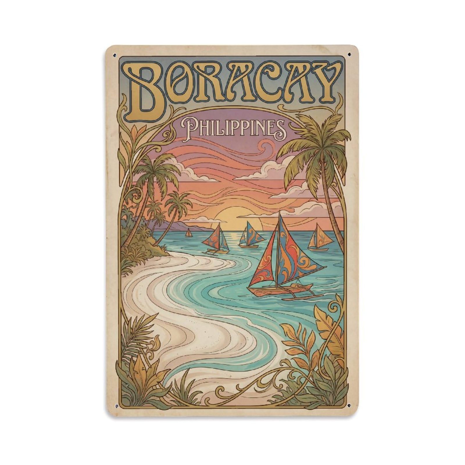 Metal Tin Sign Retro Philippines Boracay Travel