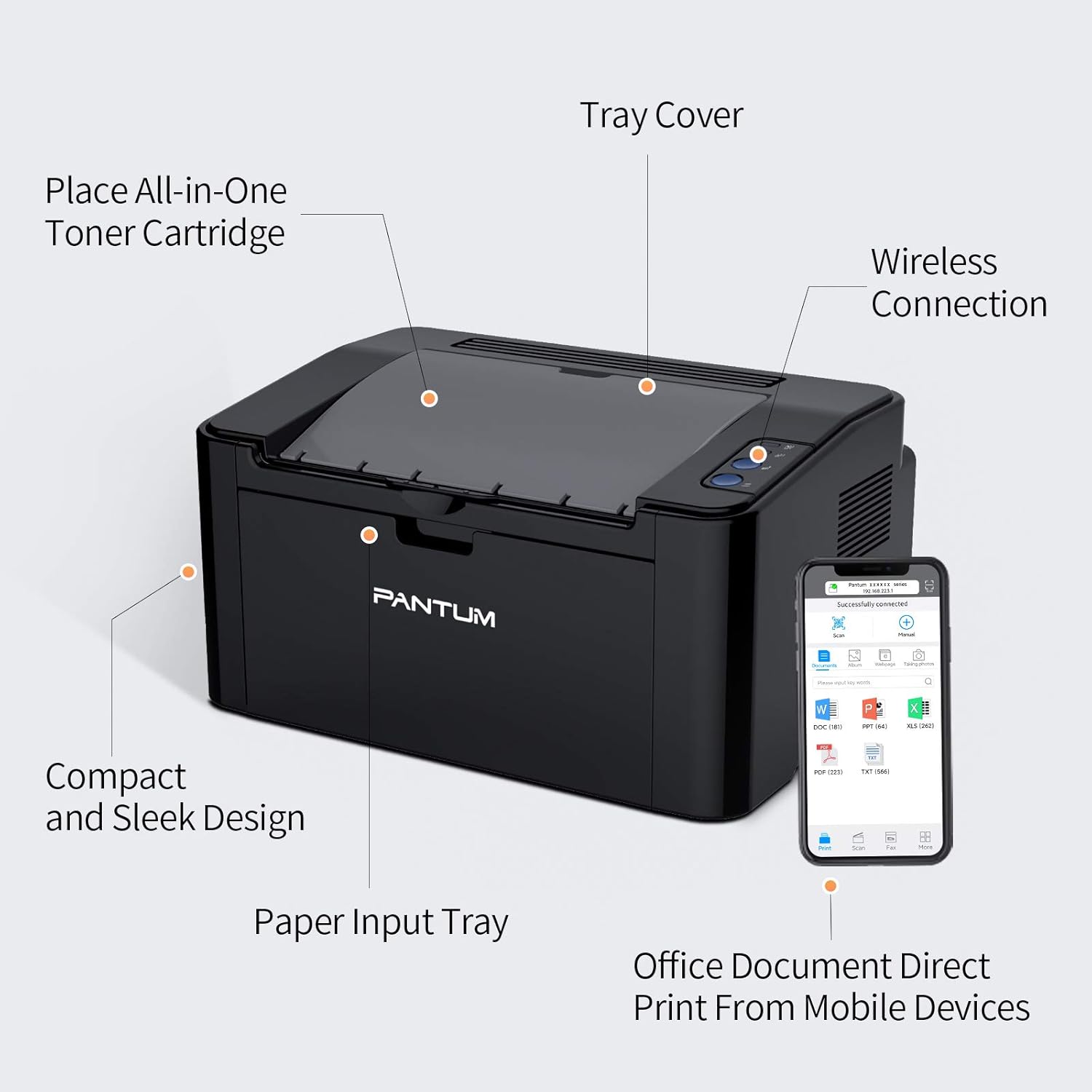 Exclusive Discount 60% Price Pantum P2502W Wireless Laser Printer for Home Office Use, Black and White Printer with Mobile Printing (V8V77B)