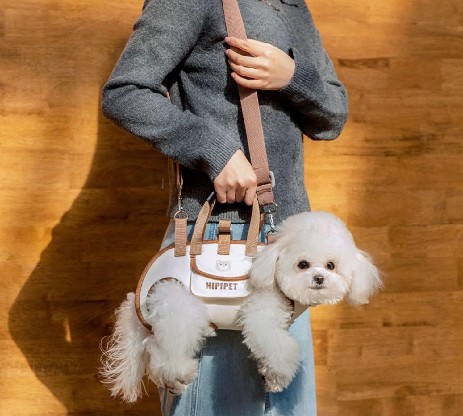 ZCLCP Pet Strap Artifact, Breathable Washable Dog Carrier Backpack, Multifunctional Double Shoulder Adjustable Dog Outing Bag Dog Accessories (Brown,