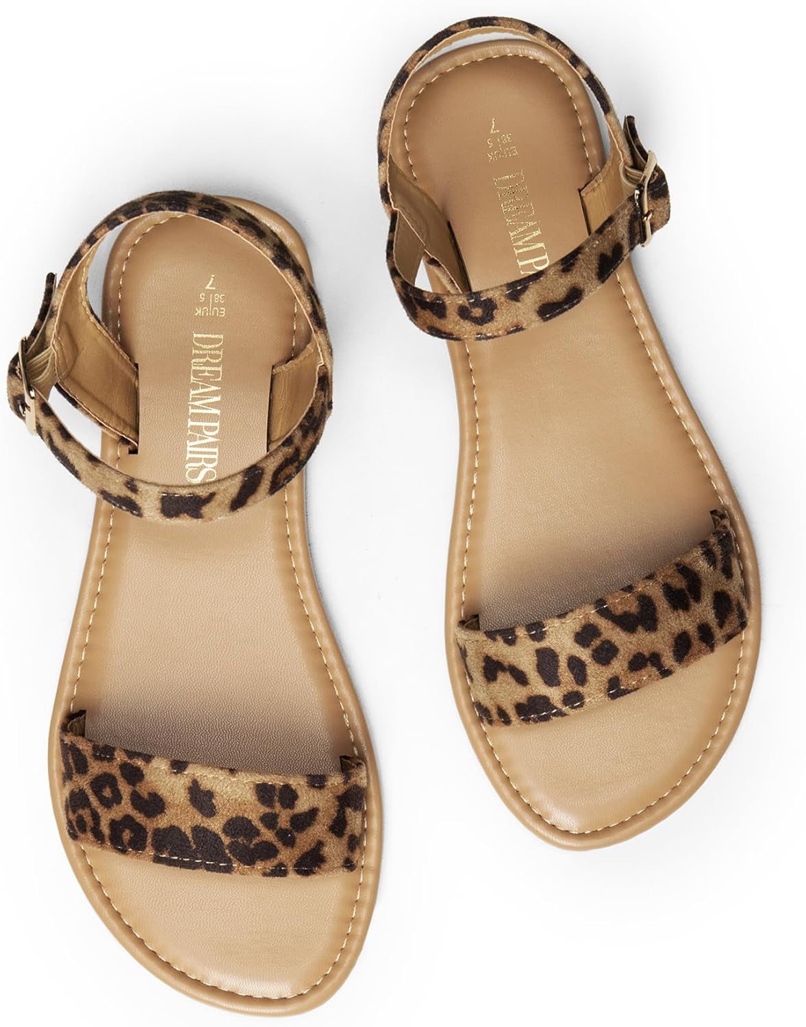 DREAM PAIRS Women's Ankle Strap Flat Sandals Open Toes One Band Buckle Summer Dressy Sandals - Image 4