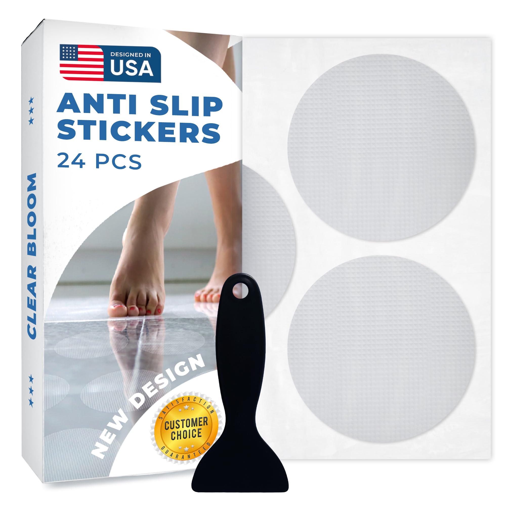 Pegatinas antideslizantes para ducha, 24 unidades, tiras de ducha invisibles antideslizantes para adultos, calcomanías adhesivas de alta calidad para bañera (transparente)