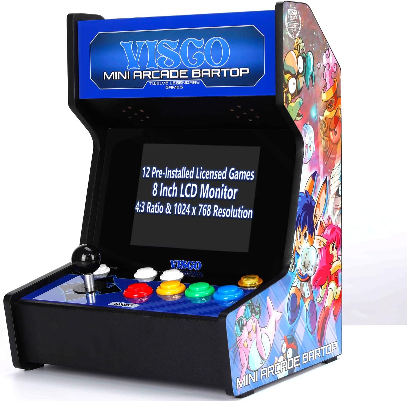 UNICO VISCO Mini Arcade Home Machine, 12 Pre-Installed Games from Neo Geo SNK and Arcade World Famous