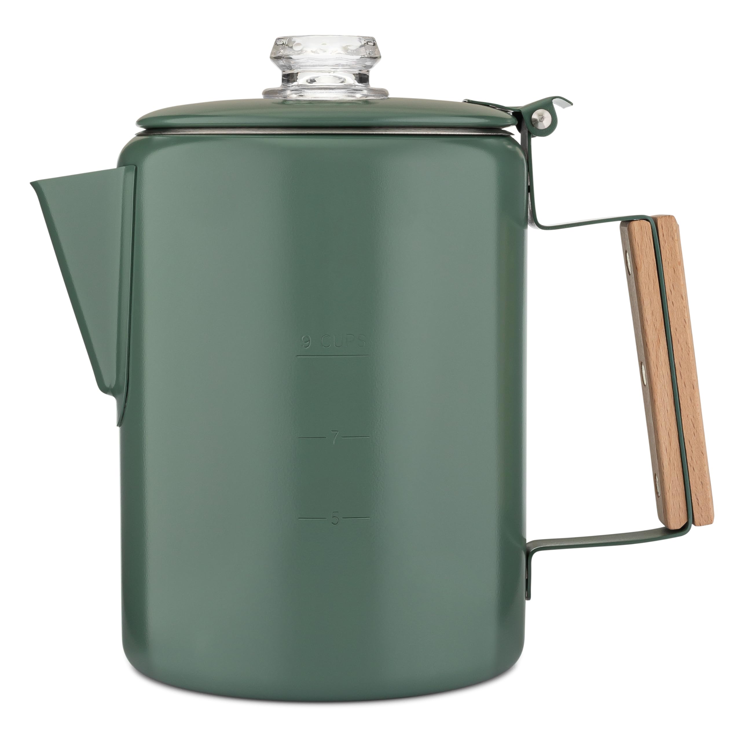 COLETTI Bozeman Green Percolator Coffee Pot — Camping Coffee Makers — Camping’s Favorite Percolator – NO Aluminum or Plastic [9 cup, Camp Green]