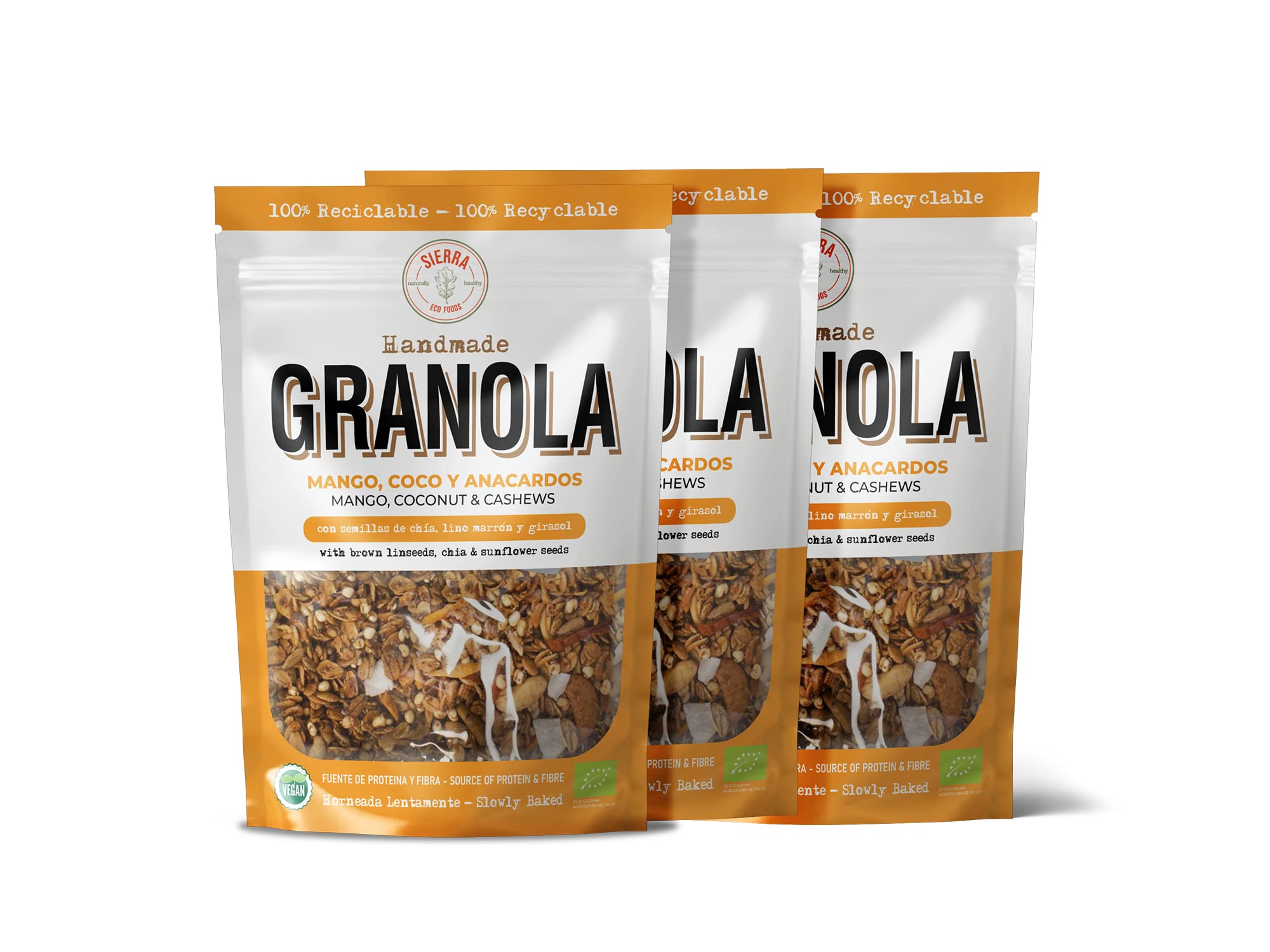 Granola de Mango, Coco y Anacardos (Pack: 3 x 300gr) Peso Total: 900gr