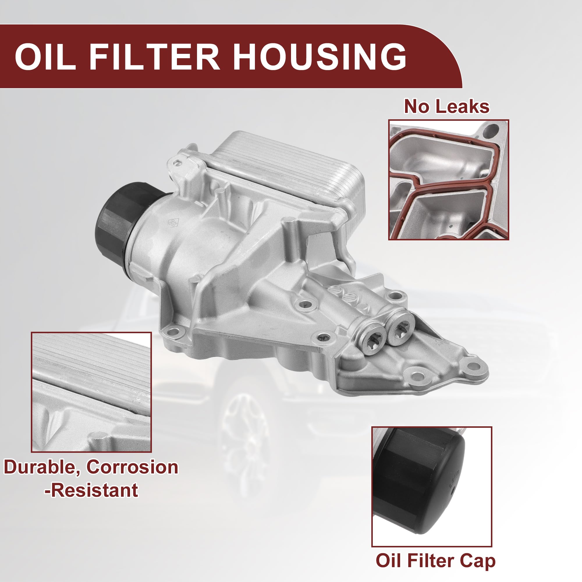 Aluminum Alloy Engine Oil Cooler & Filter Housing Assembly For Mercedes-Benz - Replaces OEM 2721800510