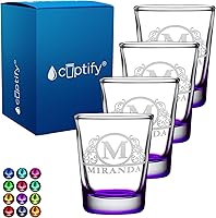 Vista 11 de Vasos de chupito personalizados elaborados con nombre de círculo de 2 onzas, parte inferior negra con texto personalizado para regalos, bodas