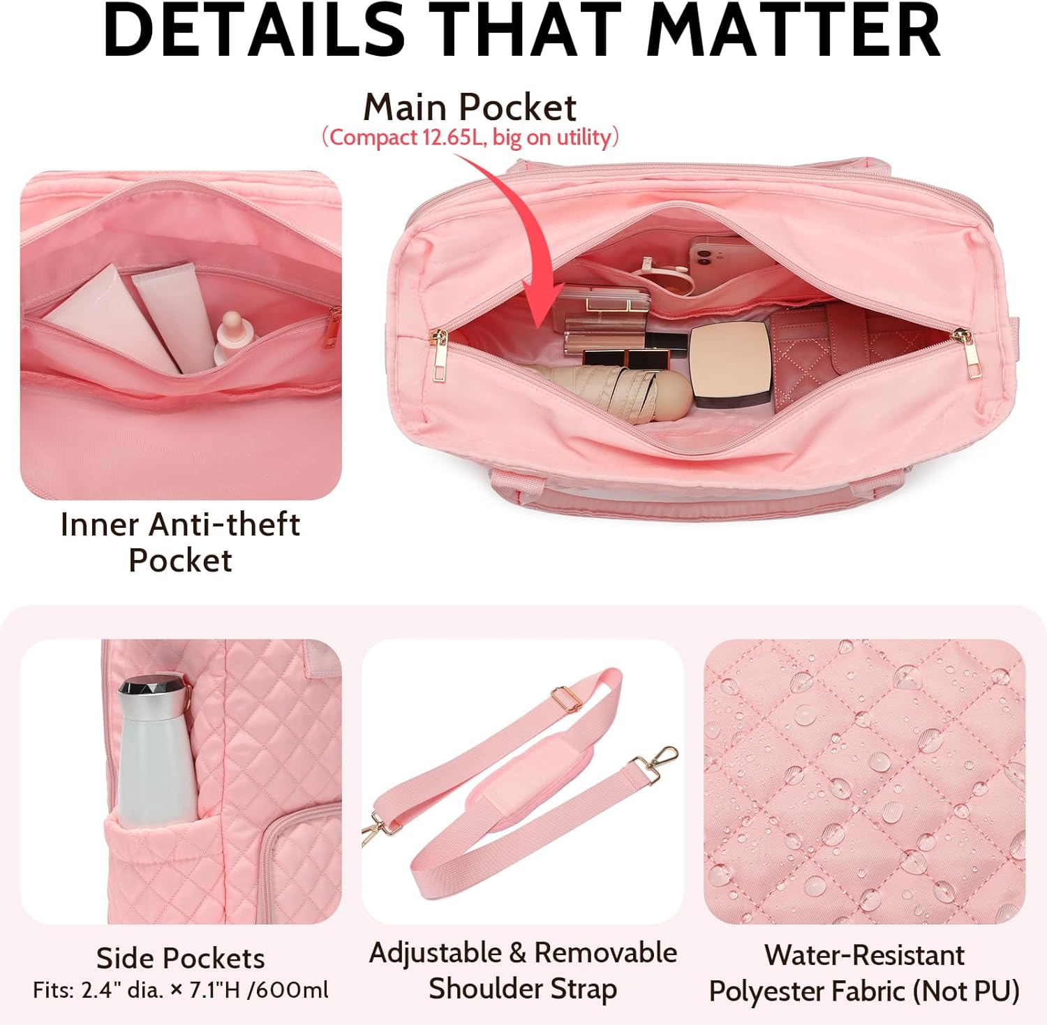 2-in-1 Lunch & Laptop Tote Bag 15.6" Work Bags for Women Polyester Casual Teacher Nurse Bag Laptop Briefcase