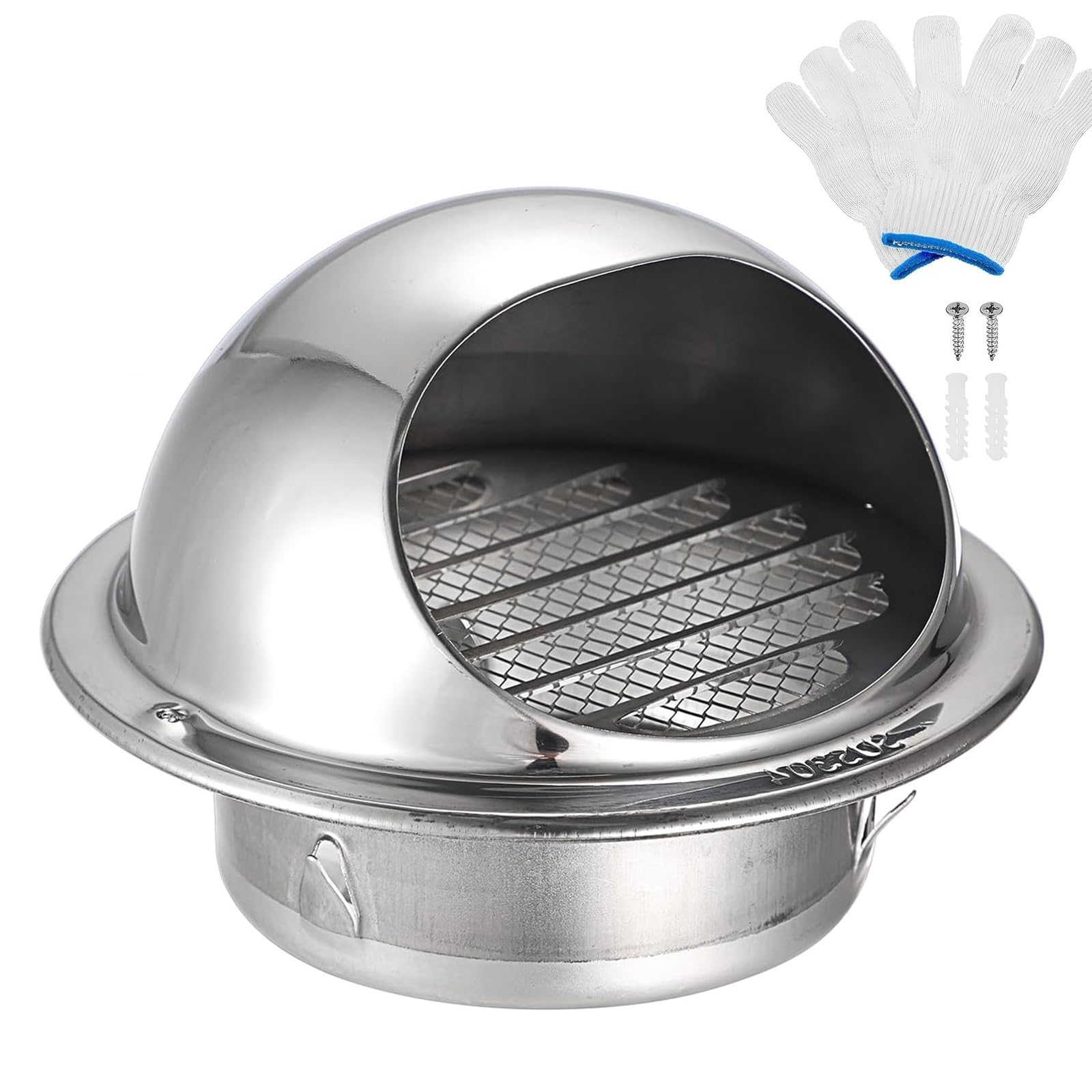 Grilles De Ventilation Sphériques Avec Filet AntiSinsectes,Grille D'aération En Acier Inoxydable,Sortie D'évacuation Décoration Murale Bouches D'aération Hotte Circulation De L'air(200mm)