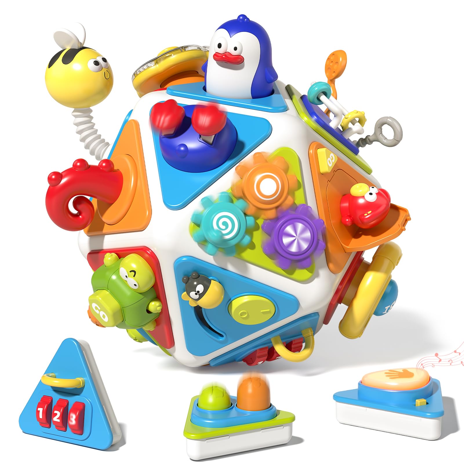 Jouet Cube d'Activité 20 en 1 Montessori Sensoriel de Voyage pour Enfants 1-3 Ans