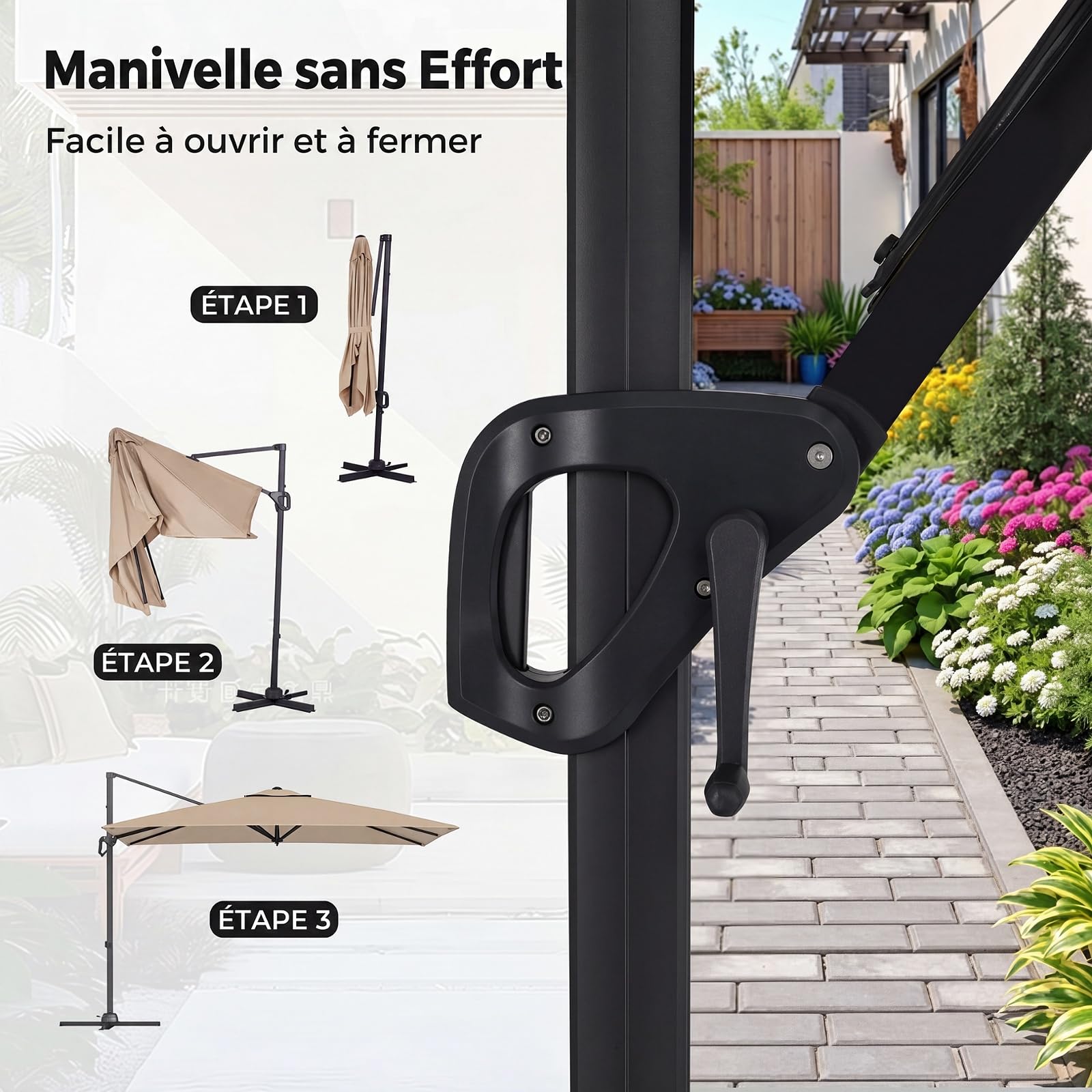 RELAX4LIFE Parasol Déporté Rectangulaire 2x3M, Parasol de Balcon Rotatif à 360° avec Pédale, Inclinaison Réglable, Mât en Alu Épais & 8 Baleines, Toile Ventilée Anti-UV avec Base pour Terrasse Balcon