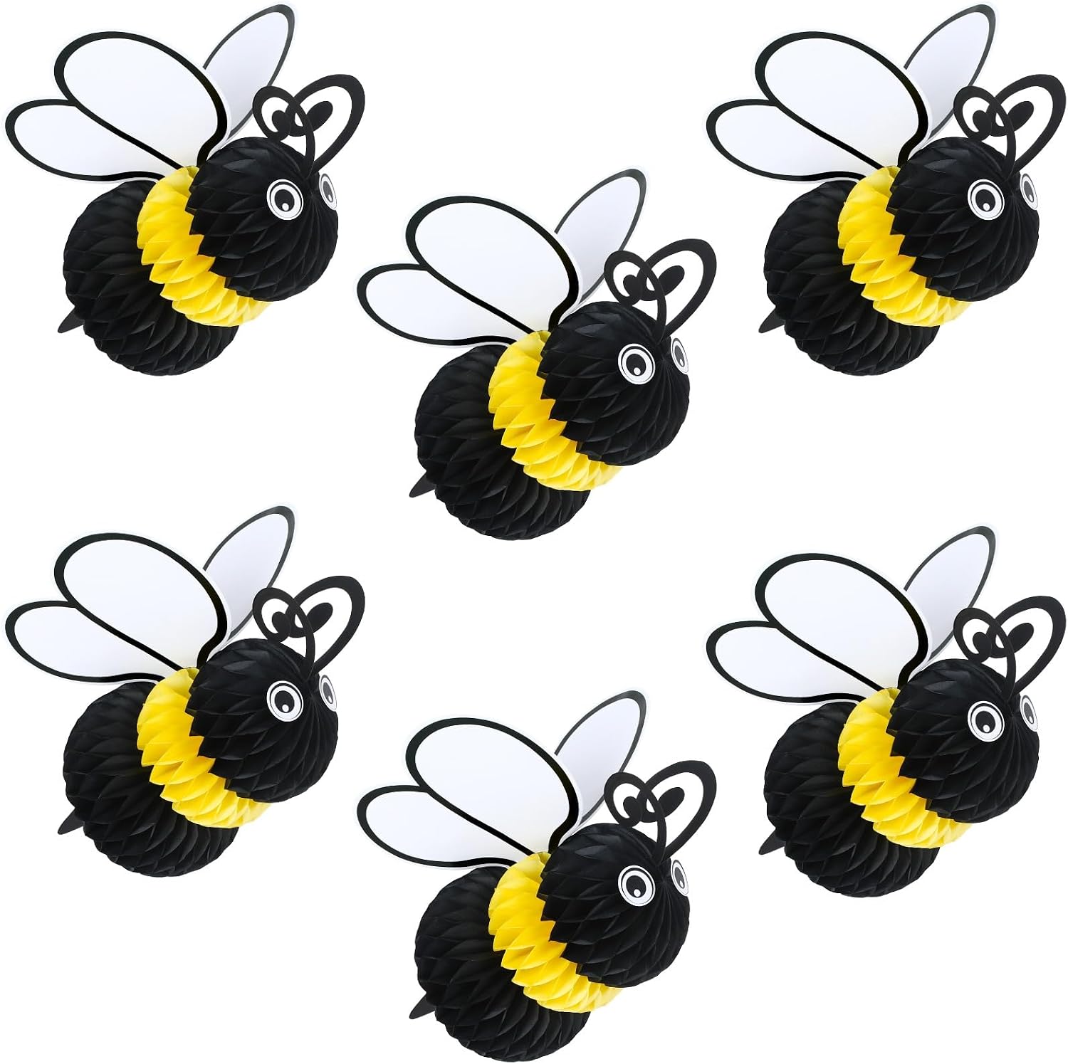 JULMELON 6-Pack Bee Party Decorations for Honeycomb Decorations | Spring Yellow Table Centerpieces, Bee Gender Reveal Decorations for Baby Showers Birthdays Classroom Spring Brunch