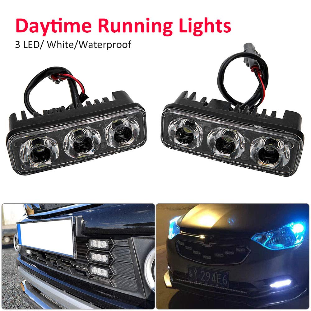 Riloer 2 szt. 12V Samochód LED Światła Do Jazdy Dziennej, Białe Oświetlenie Uniwersalne Światła Przeciwmgielne DRL, Wodoodporna, Odporna na wstrząsy Pyłoszczelna Super Jasne