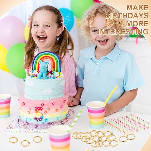 Miniatura 7 de 20 anillos dorados de juguete, anillos de metal, figuras de juego, anillos de atrapasueños con bolsas de organza con cordón (dorado, 1.18 x 1.2