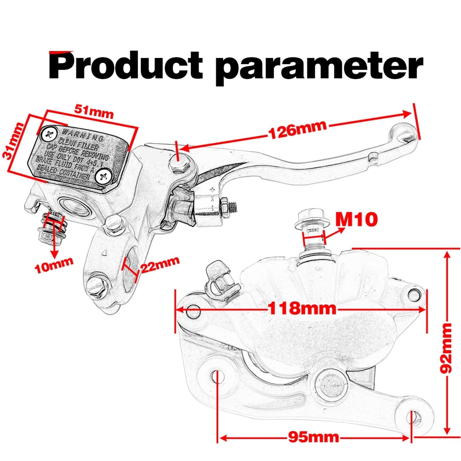 per 125-530 EXCF SX SXF XC XCF XCW per TC FC Te Fe TX 125-501 Cilindro Maestro Pinza Arretratore Pistoncini Set di Ripristino Pistone d(Caliper Assembly)