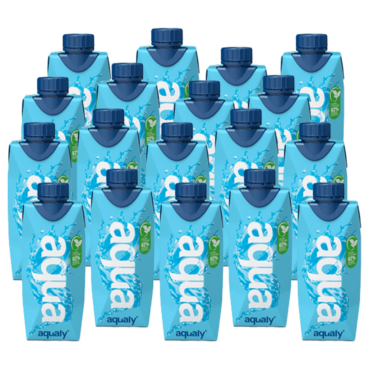 Aqualy Agua de primera calidad, agua purificada con minerales esenciales, agua en caja ecológica, sin BPA, sin OMG, sin microplásticos, embalaje reciclable, (paquete de 18 cajas de 16.5 onzas