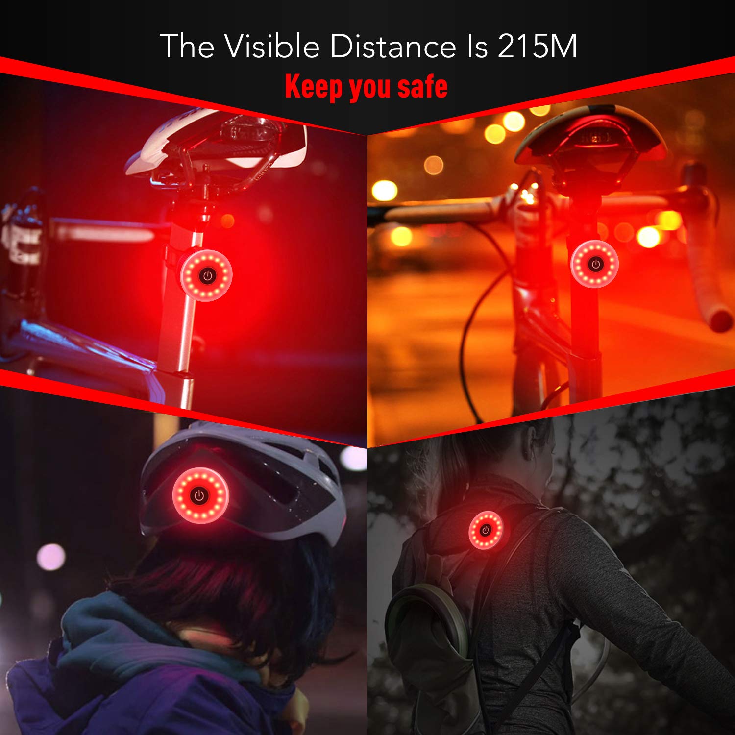 Daffodil LEC500 - Lampe Vélo LED Clignotante Feu Arrière Lumière Rouge Puissant 5 Modes d’éclairage - Batterie Rechargeable USB-C Étanche pour Cyclisme VTT Trottinette Enfant etc