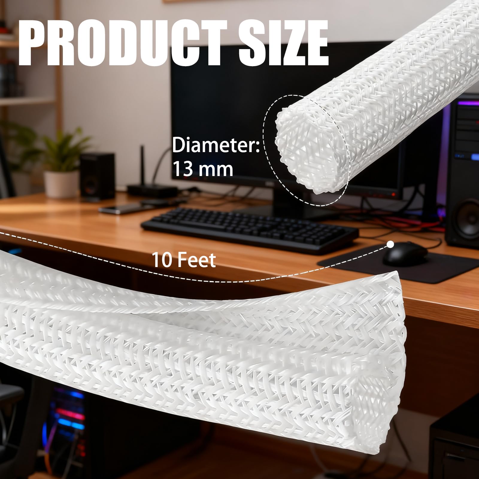 Schludny rękaw na kabel, ochrona kabla 3 m, 1/5.1 cm, tuleja do zarządzania kablami, rurka do kabla USB, kabel zasilający, kabel audio wideo w domu, biurze