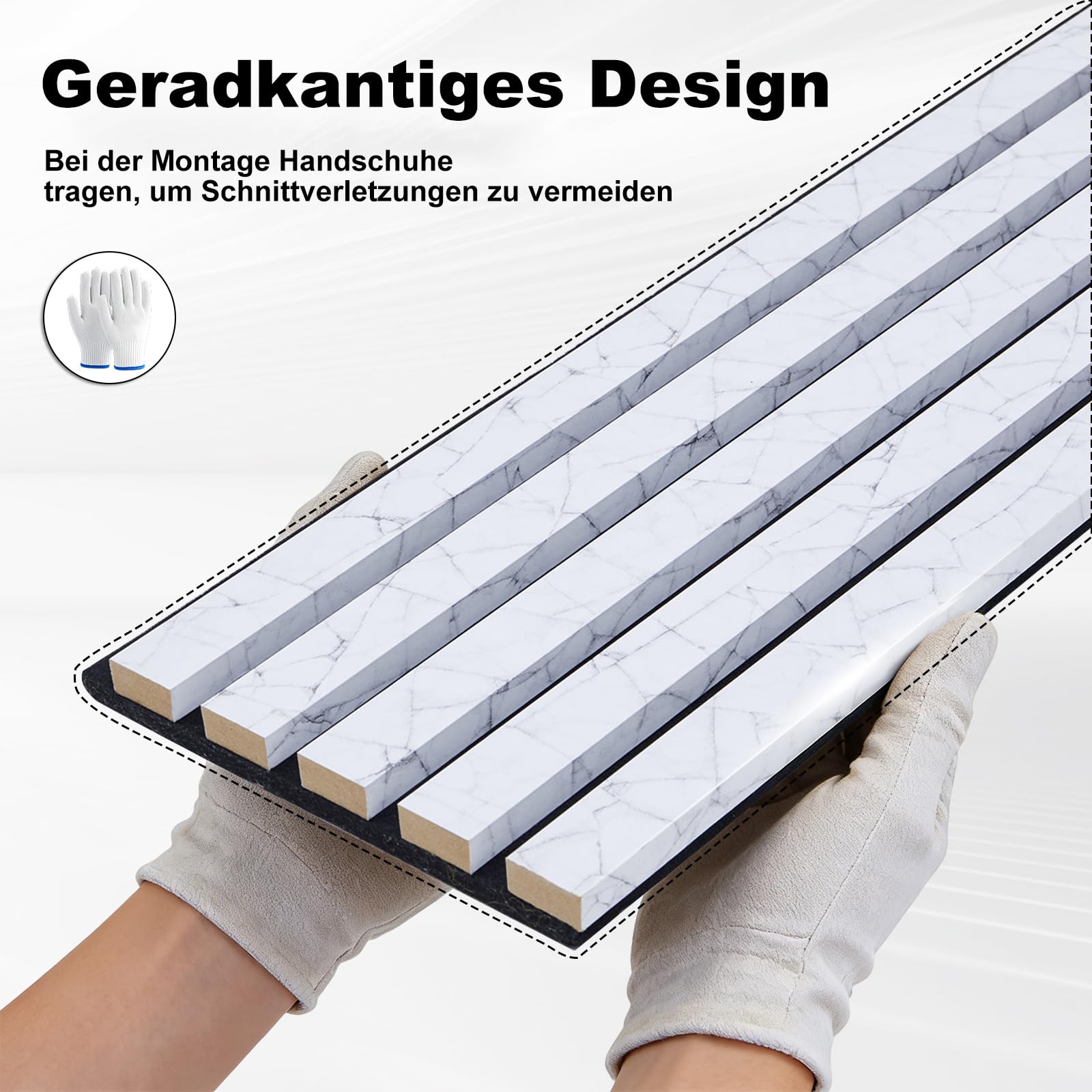 Lot de 4 panneaux acoustiques 3D - 120 x 60 x 2,2 cm - Aspect bois - Panneaux muraux aspect bois - Pour salon, cuisine, isolation acoustique, studio (marbre blanc)