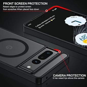 BENTOBEN for Google Pixel 7 Pro Case [Compatible with Magsafe] Translucent Matte Magnetic Pixel 7 Pro Case Slim Thin Shockproof Women Men Protective Phone Cases for Google Pixel 7 Pro 6.7 2022, Black