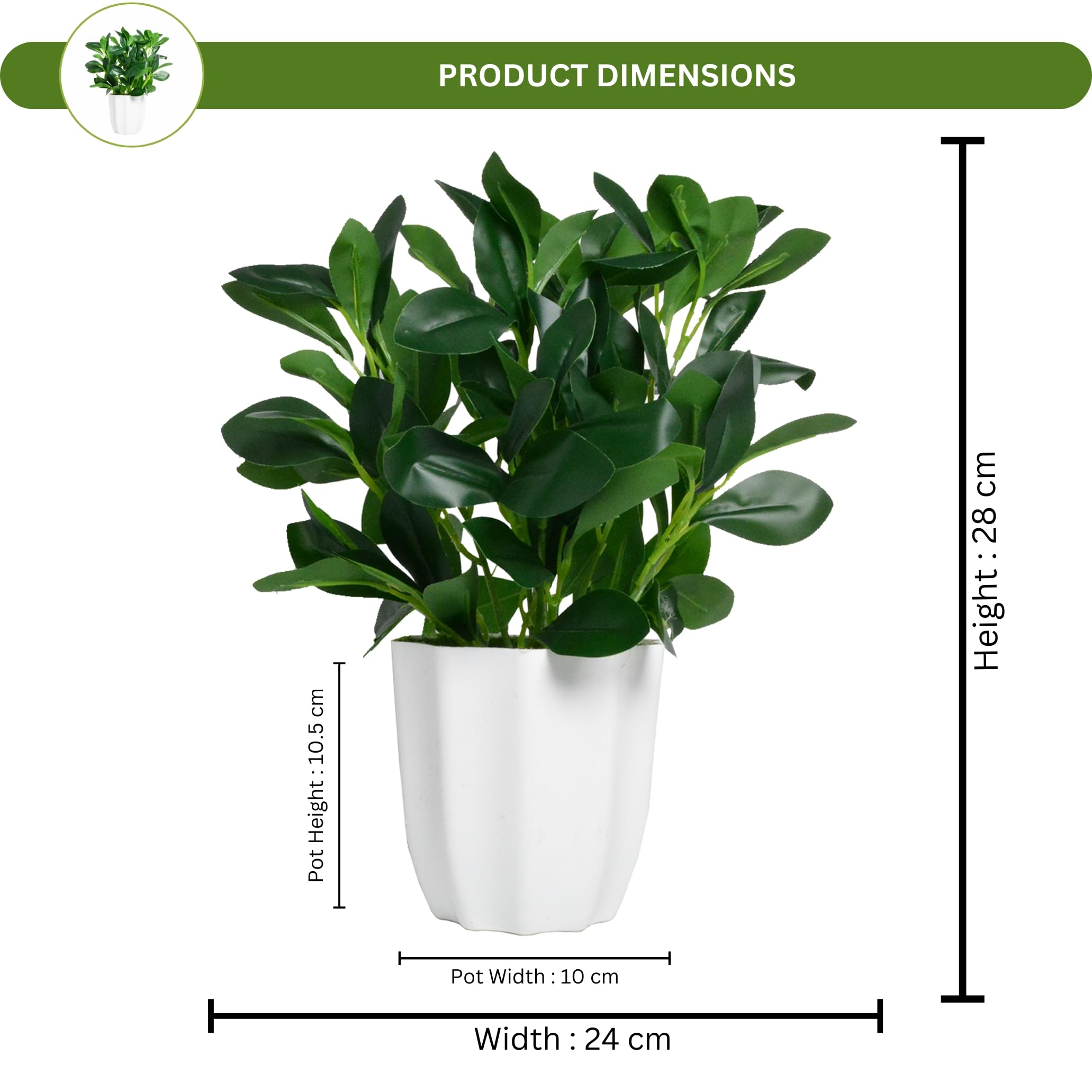 fancymart Plastic Artificial Rubber Plant With Pot Perfect For Home Decor And Office Decor, Ficus, Green 1