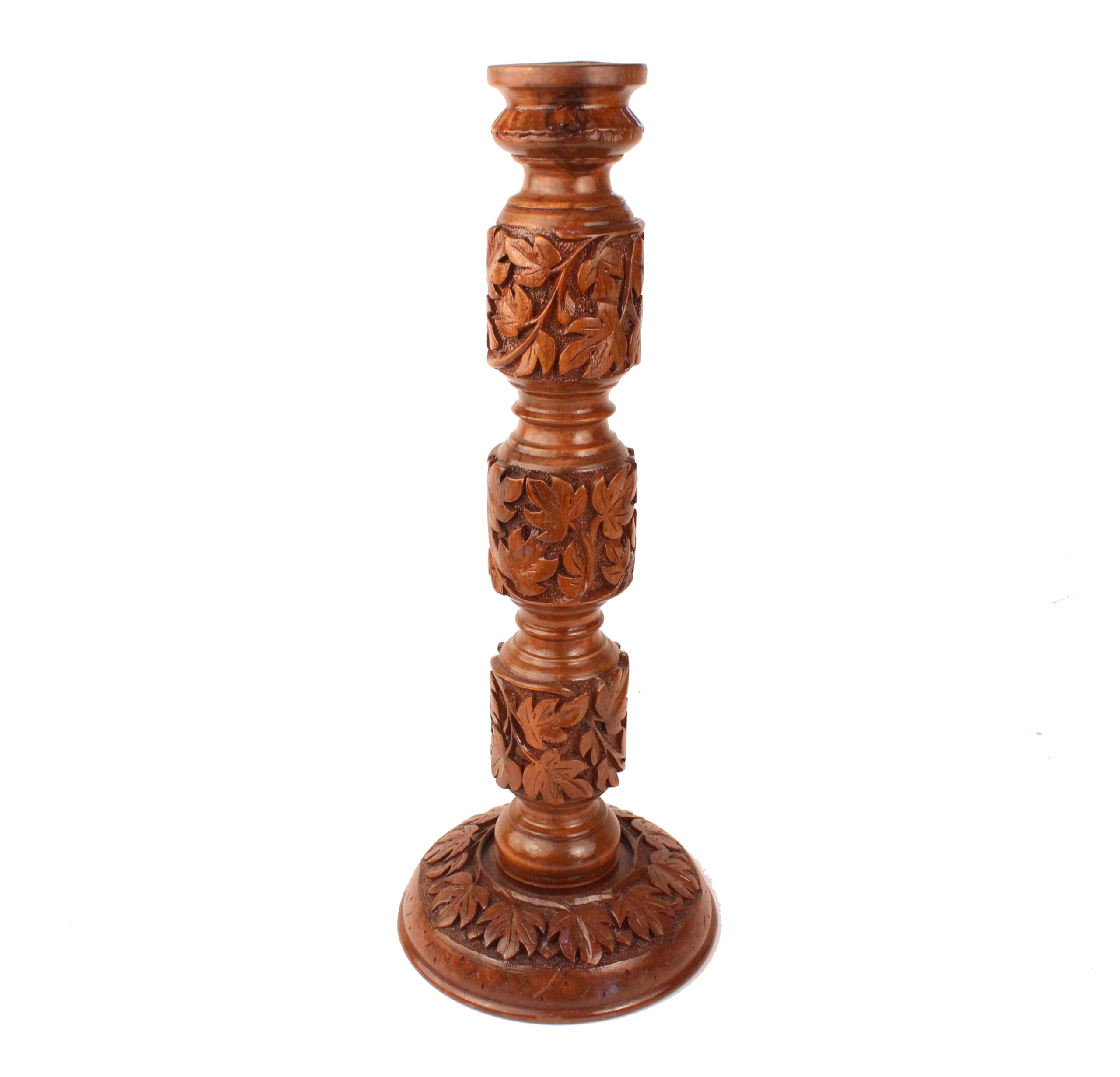 A.Peer Kashmiri Handcrafted Walnut Wood Table Lamp with Beautiful Chinar Work (18 Inches) without Shade-image-0