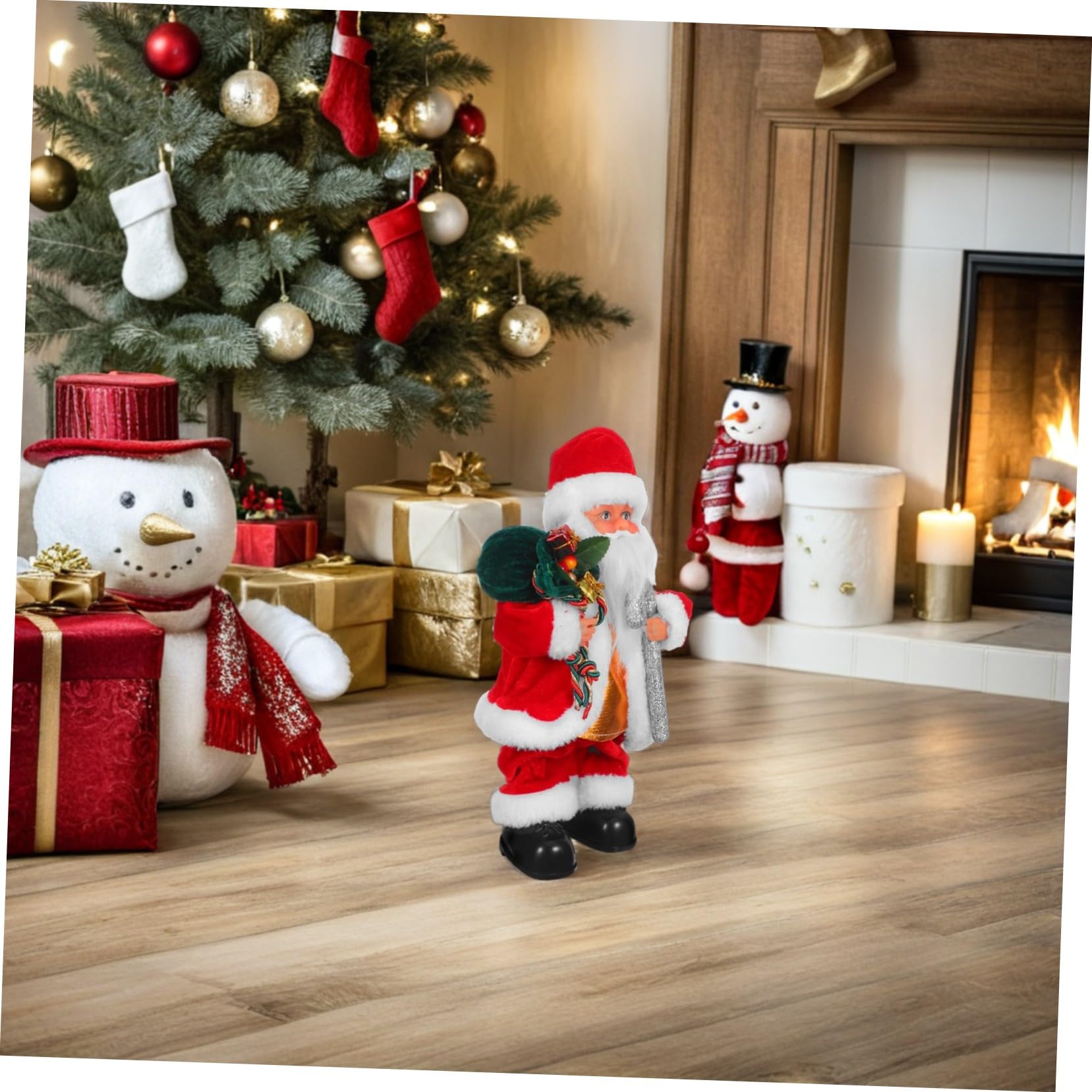 SOIMISS Juguete de Papá Noel Adorable Adorno Navideño con Música Juguete Eléctrico para Fiestas Navideñas Decoración Familiar Muñeco de Papá Noel