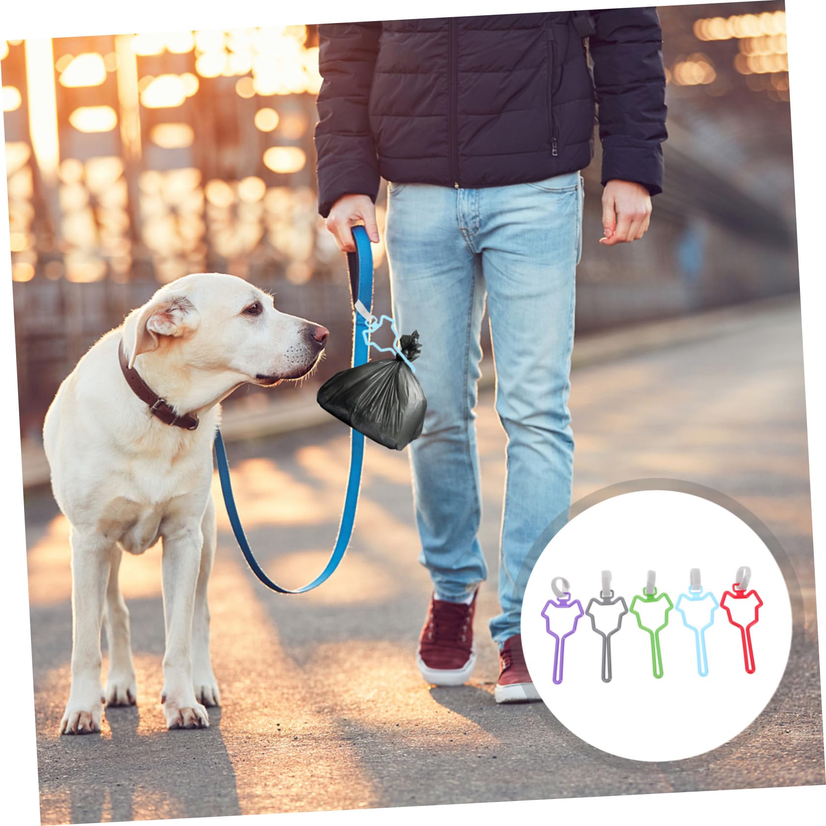 5 pièces Distributeur de Sacs à Crottes pour Chien avec Clip Sans Utilisation des Mains Attache Rapide pour Laisse Support Portable pour Promenade de Chiot