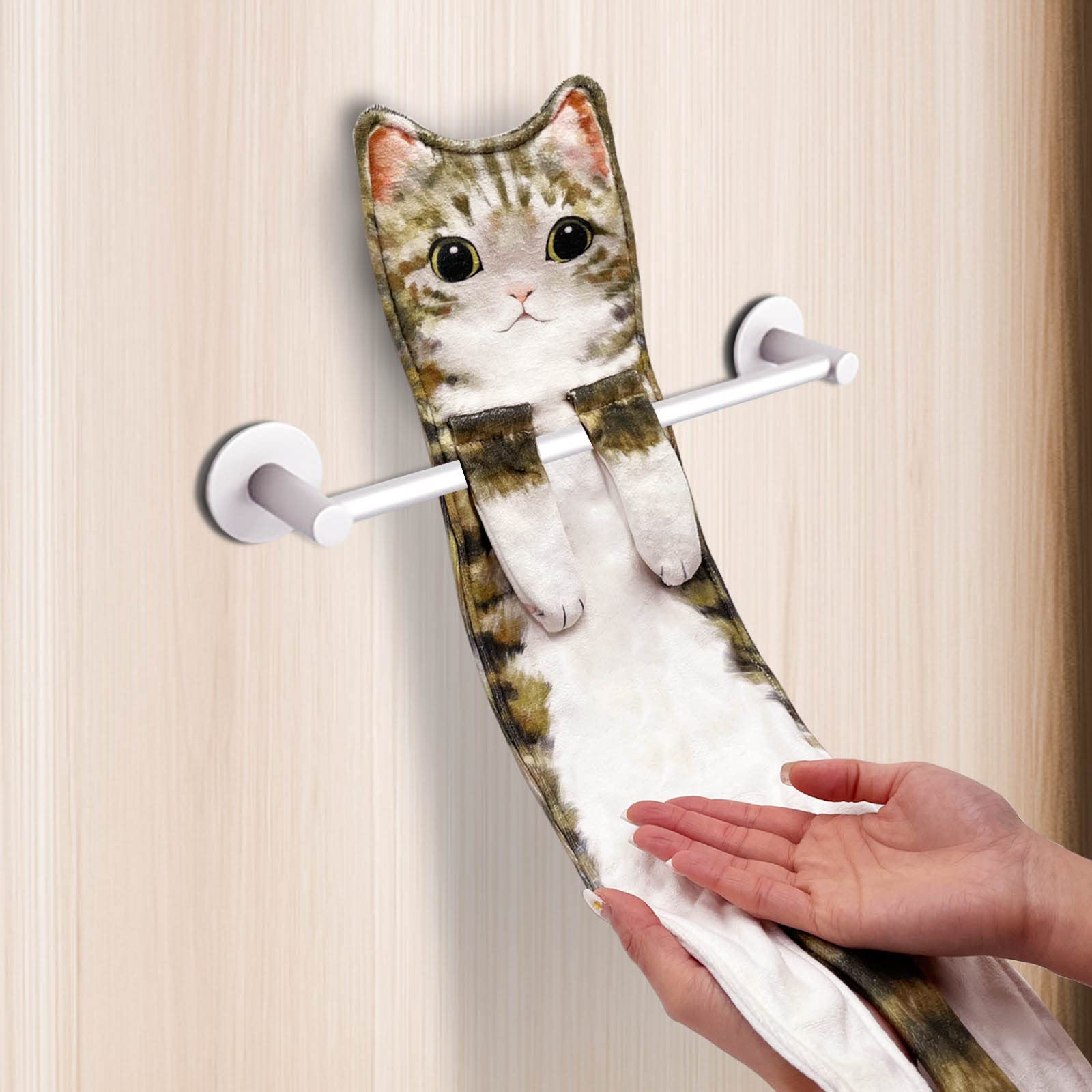 divertenti asciugamani per gatti cucina bagno asciugamano palla con anelli per appendere asciugamani creativi in microfibra morbida e assorbente ad asciugatura rapida  15
