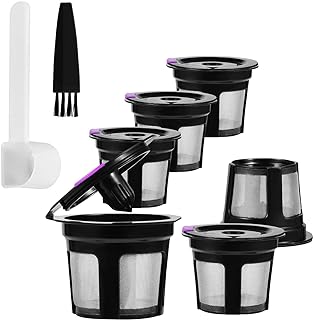 Reusable K Cups for Keurig, 6 Pack Universal Fit Reusable Coffee Filters with Food Grade Stainless Steel Mesh Eco-Friendly...