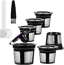 Reusable K Cups for Keurig, 6 Pack Universal Fit Reusable Coffee Filters with Food Grade Stainless Steel Mesh Eco-Friendly Coffee Pods,for Keurig 1.0 and 2.0 Brewers