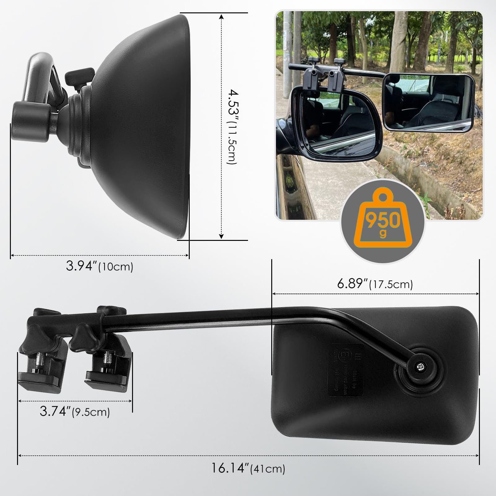 2 specchietti universali per roulotte e roulotte, regolabili a 360°, specchietti retrovisori esterni, per tutti i tipi di veicoli