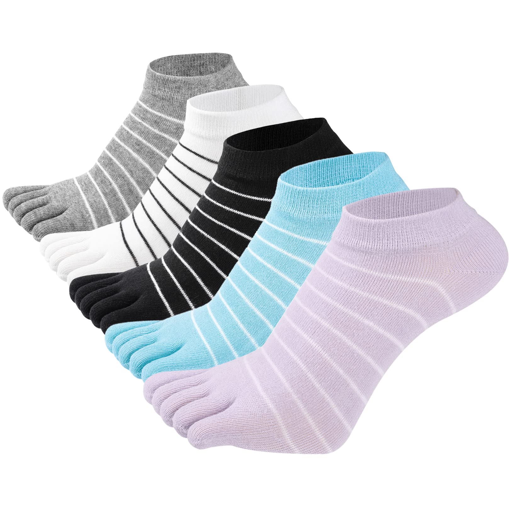 Chaussette à Doigts Femme Chaussettes Orteils Séparés de Sport en Coton Socks Femme Yoga Sport Respirable Socquettes 5 Paires