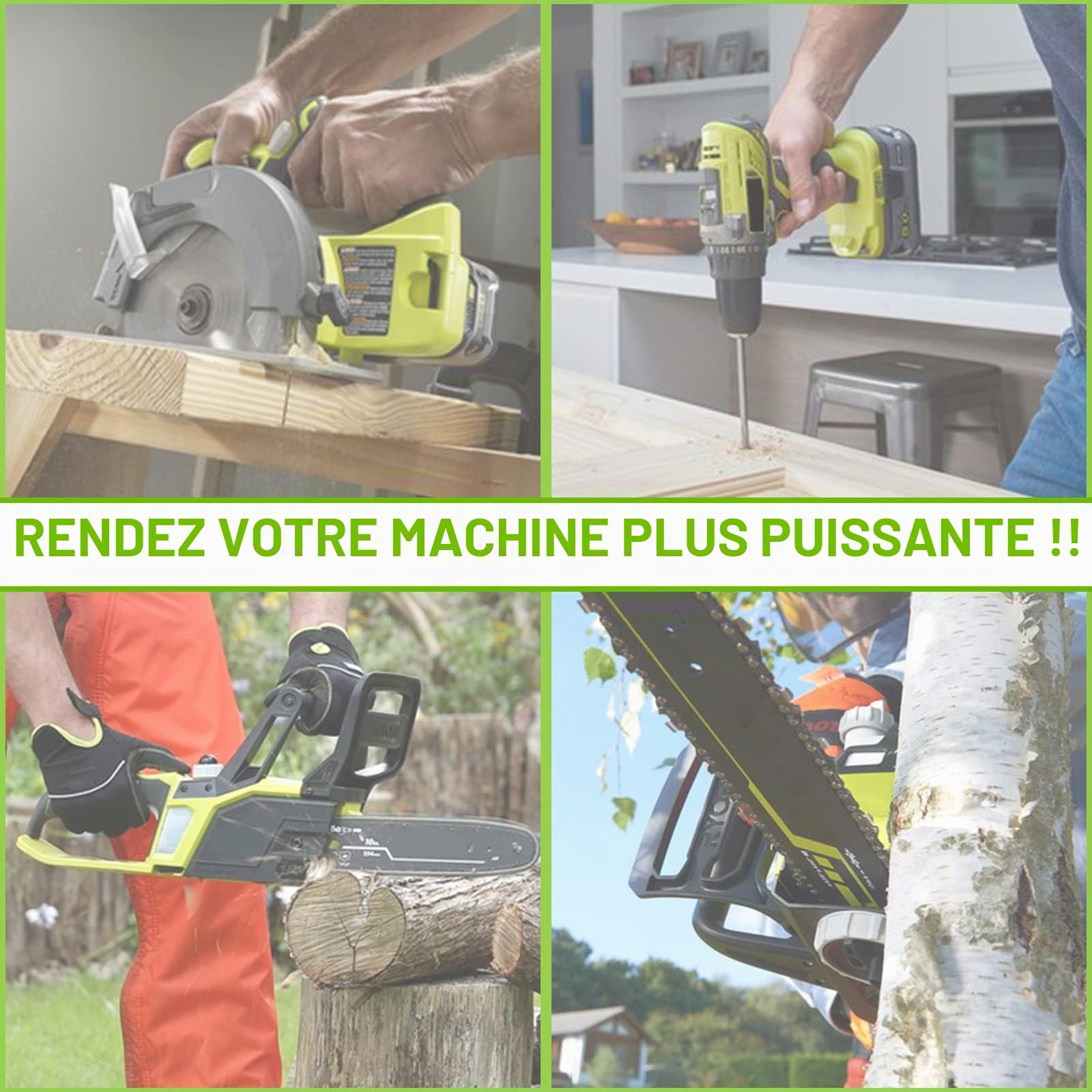 2X Batteries de Rechange pour Ryobi 18 V 5,5 Ah P108 18V + 9,6 V-18 V 3 A pour Ryobi BCL14181H Lithium-ION & NI-MH pour P106 P107 P105 P108 P100 P102 P103 avec LED (Noir et Vert)