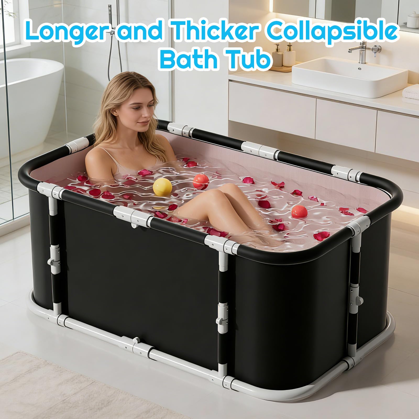 YYW Vasca da bagno pieghevole, grande vasca da bagno portatile per casa all'aperto palestra (set da 3 pezzi)