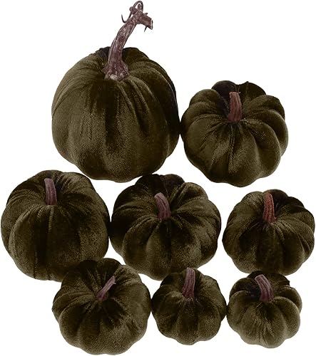 Juego de 8 calabazas artificiales de terciopelo, 8 piezas para Halloween, Acción de Gracias, boda, hecho a mano, espuma para otoño, centro de mesa,