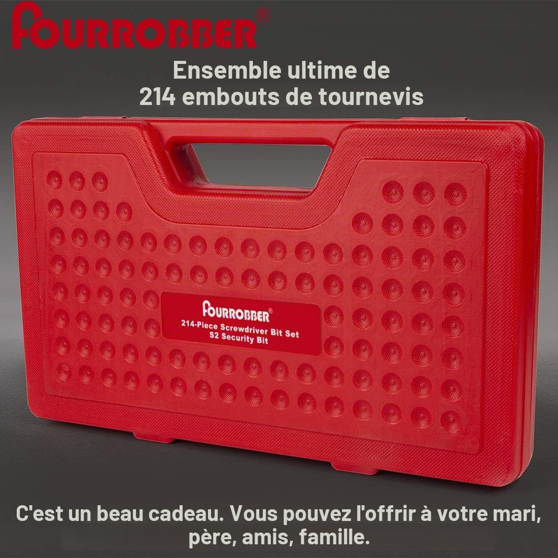 Set de bit de tournevis, ensemble de socket robuste, 214 pièces kit d’outils de réparation portable, mèches à vis